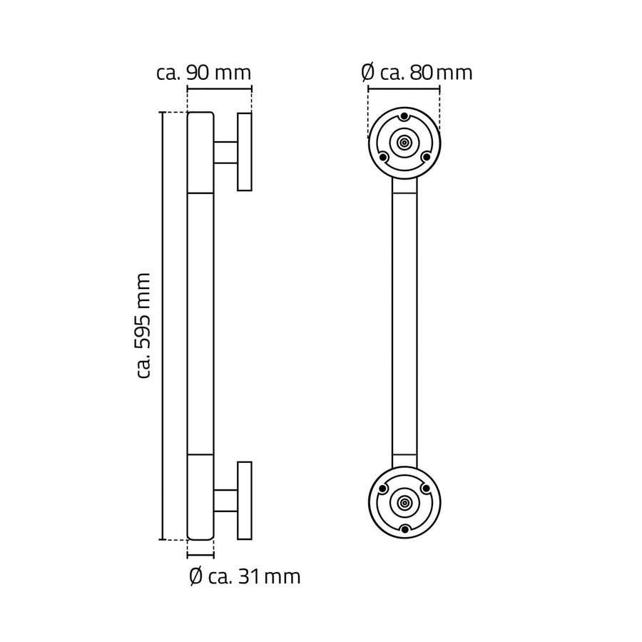Ridder Ken badgreep met softgrip 60 cm chroom/zwart