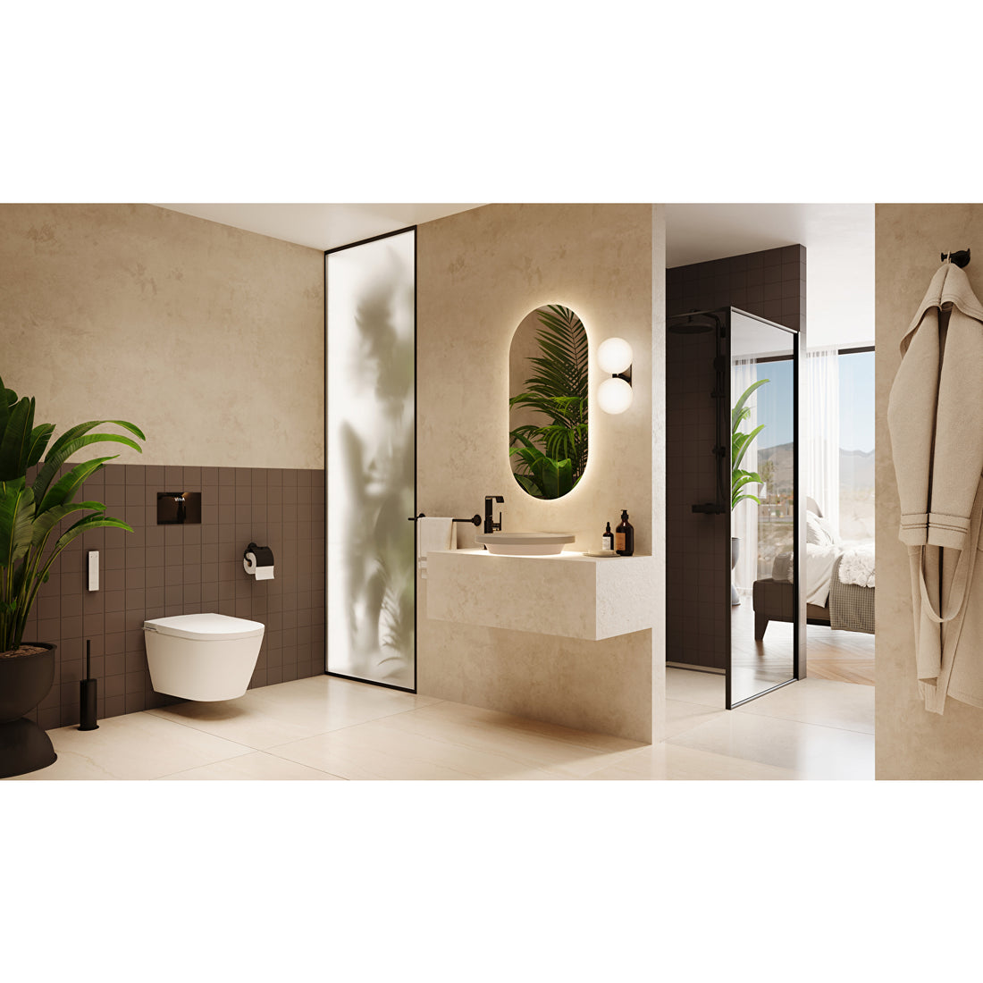 VitrA V-Care 3 Core douche WC sfeerfoto complete badkamer
