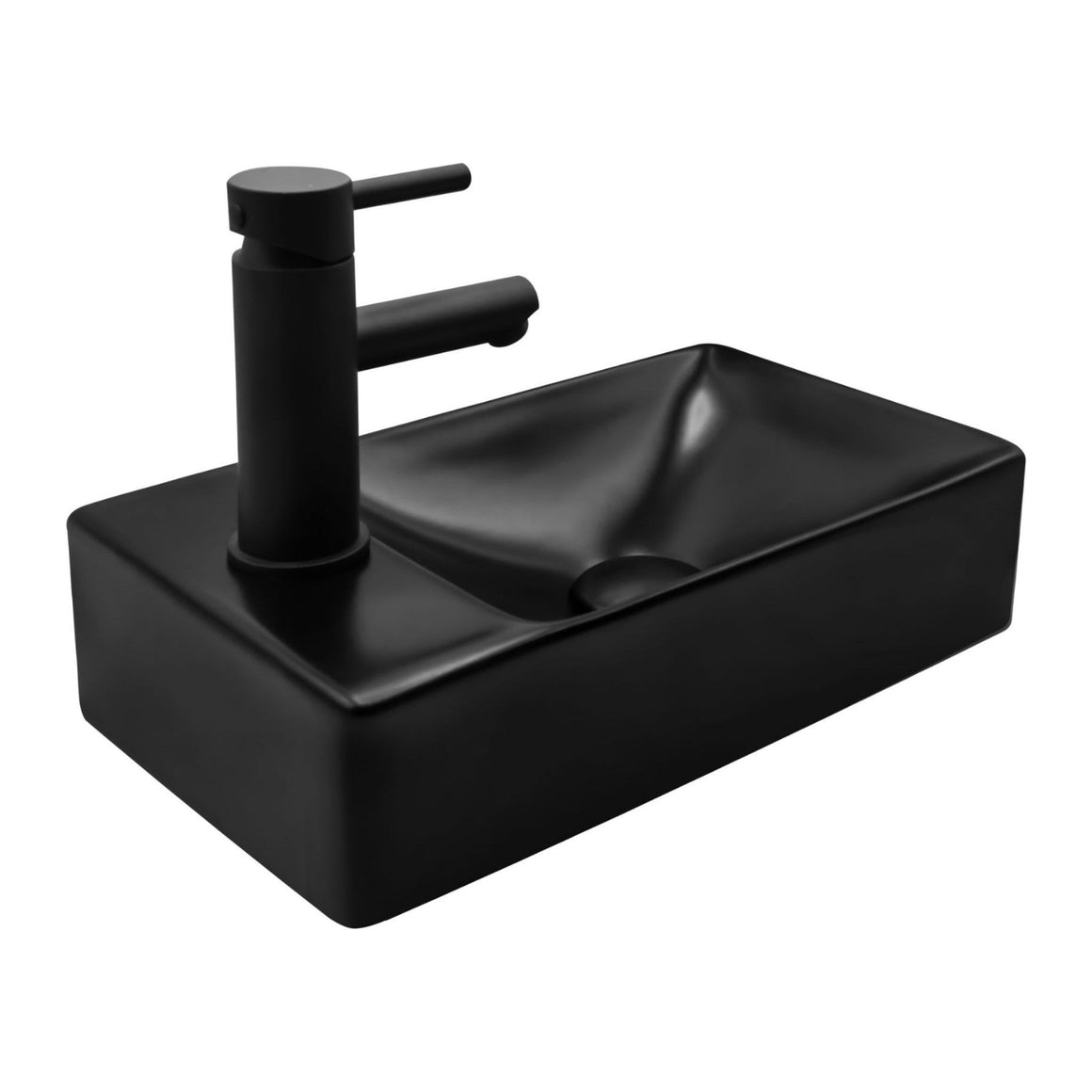 Aloni Wastafel met Kraangat Links – Mat Zwart #kleur_mat-zwart
