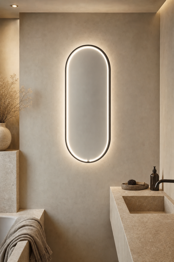 Miroir ovale dans cadre + LED (in)directe - 8410415