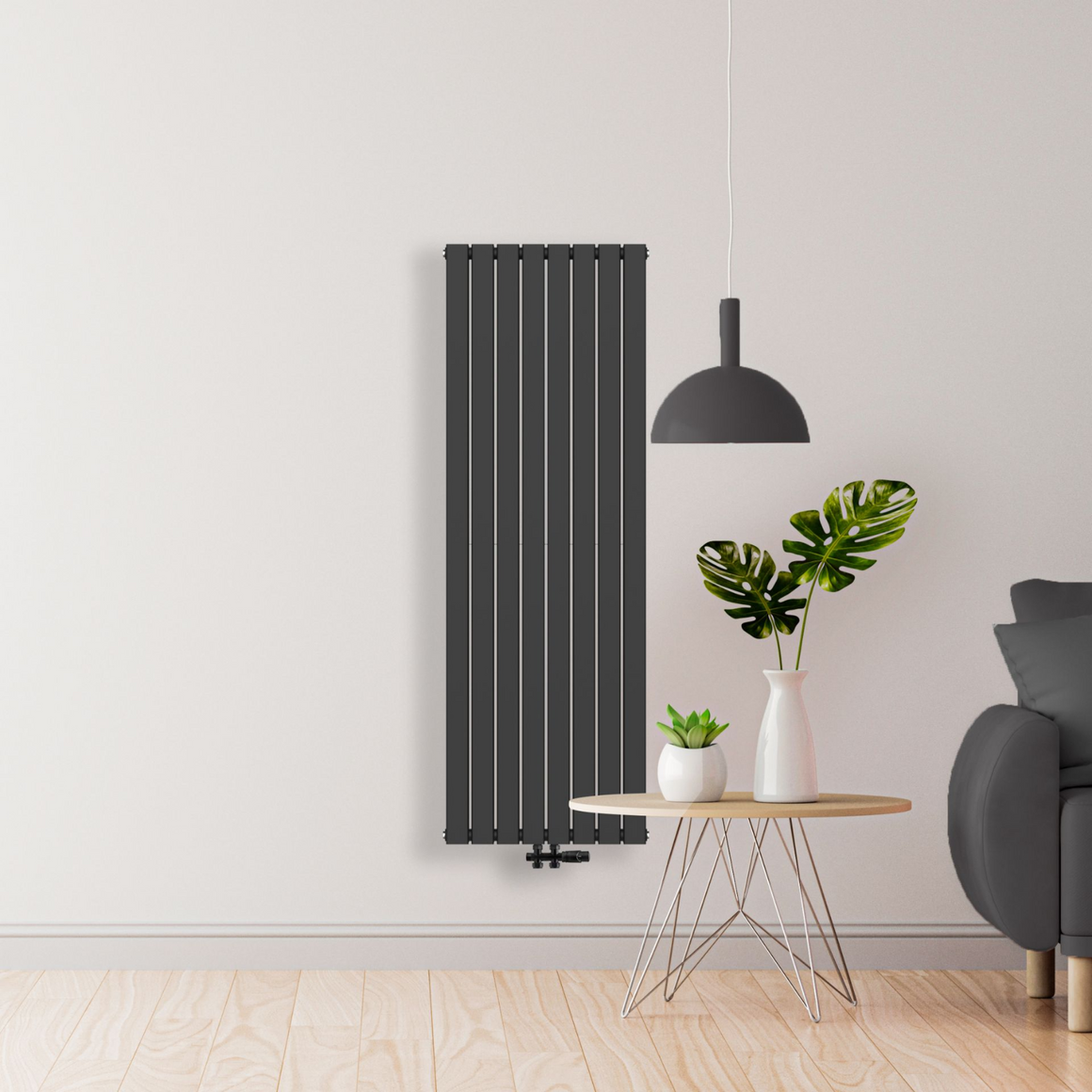 Belrad Verticale designradiator dubbelzijdig – Middenaansluiting – Zwart #kleur_zwart