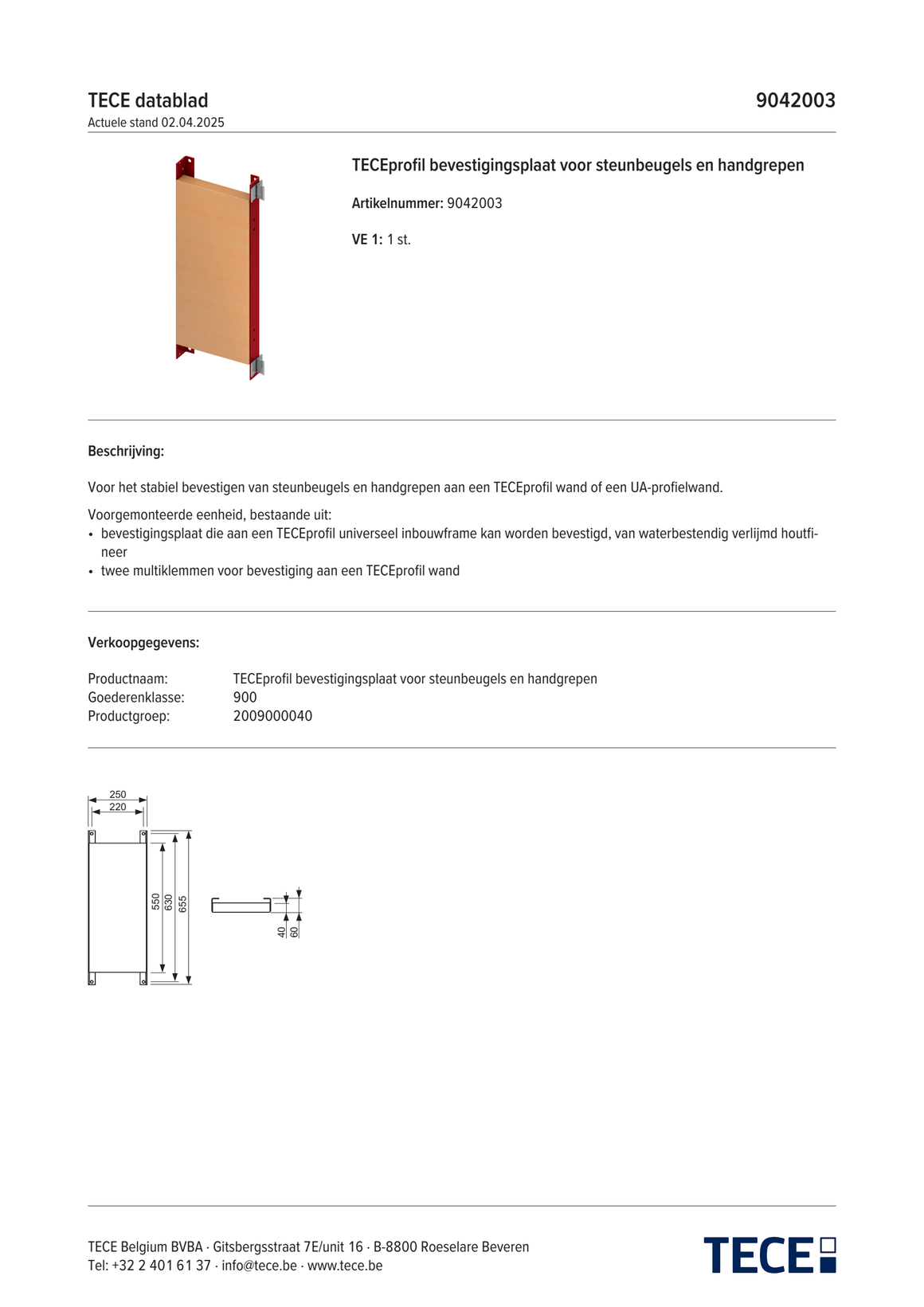 TECE 9042003 - technisch informatieblad