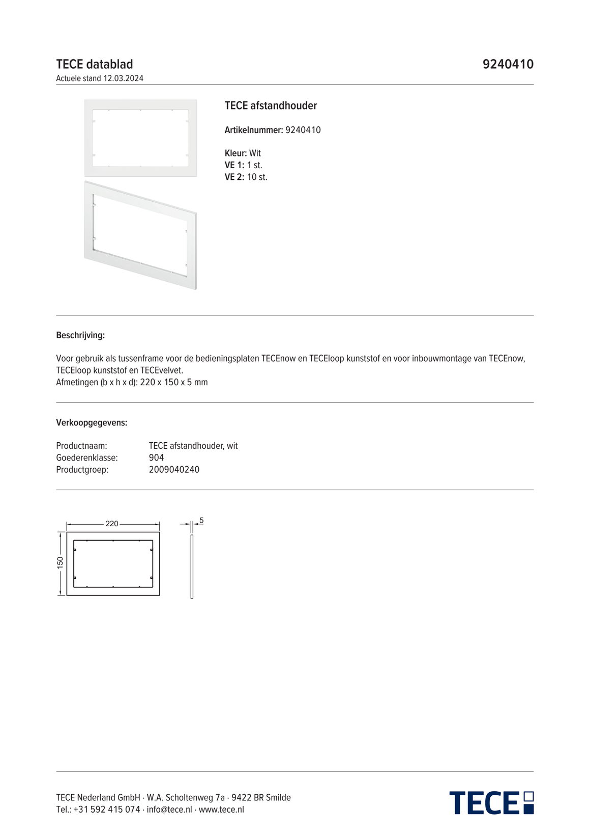 TECE 9240410 - technisch informatieblad
