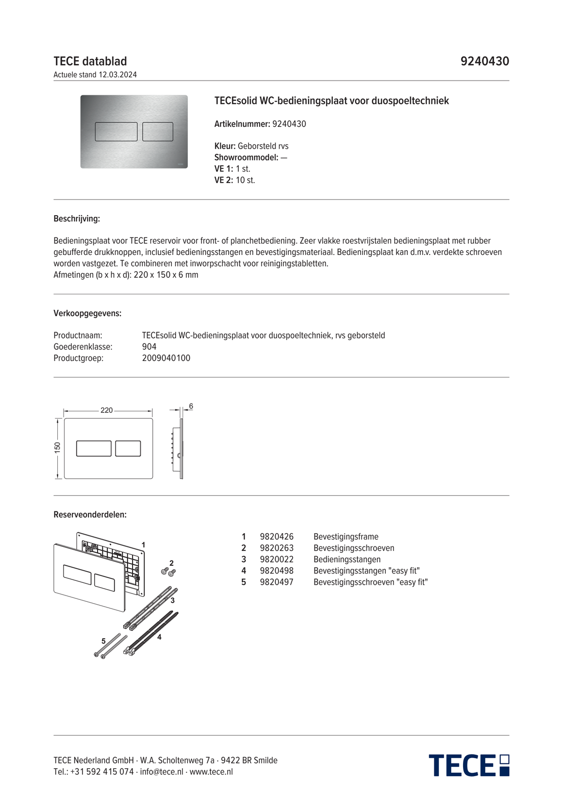 TECE 9240430 - technisch informatieblad