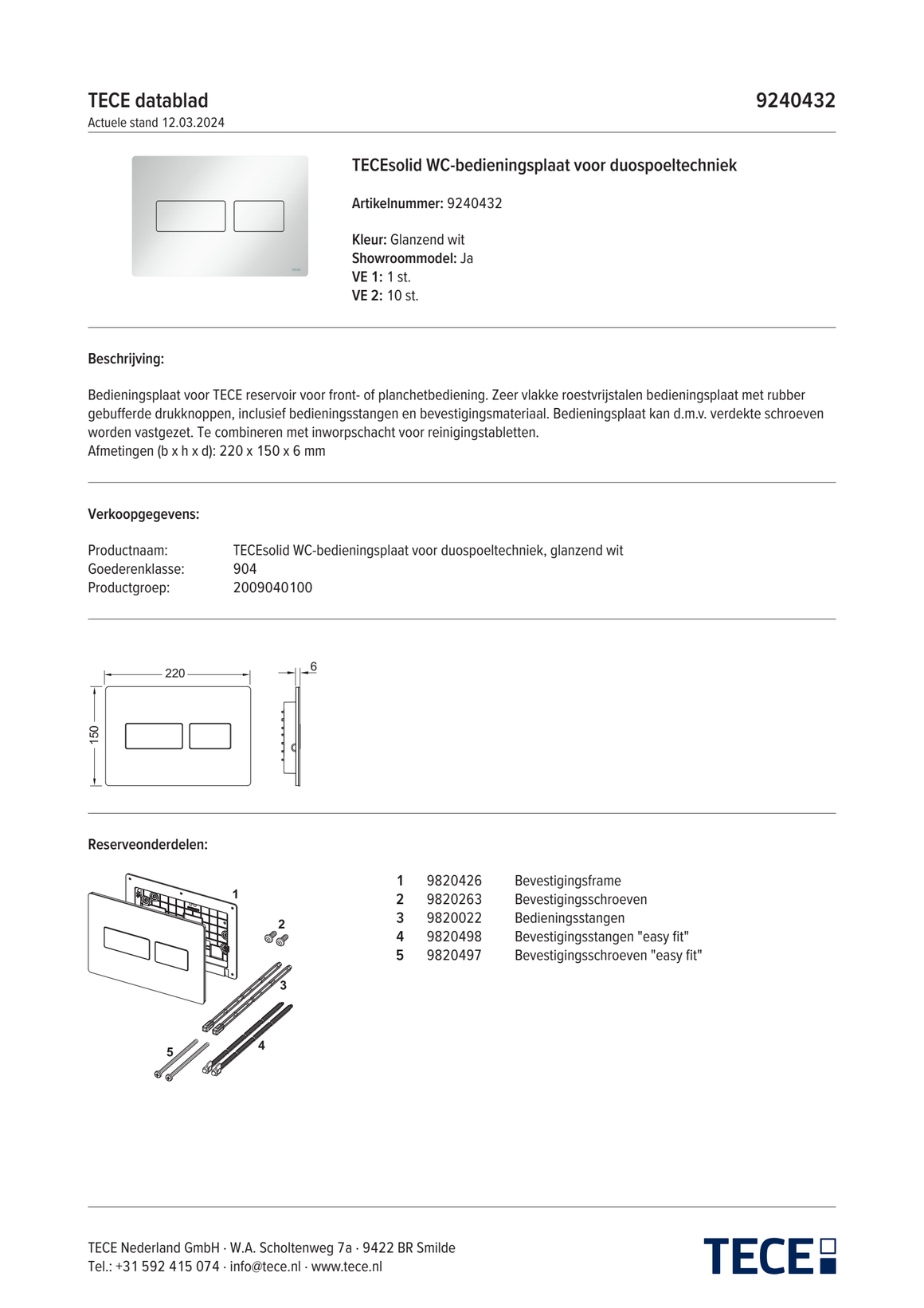 TECE 9240432 - technisch informatieblad