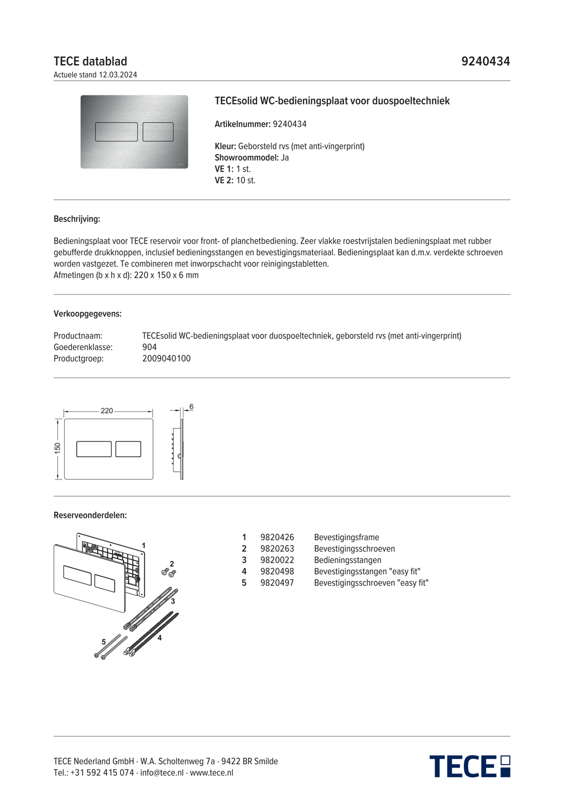 TECE 9240434 - technisch informatieblad