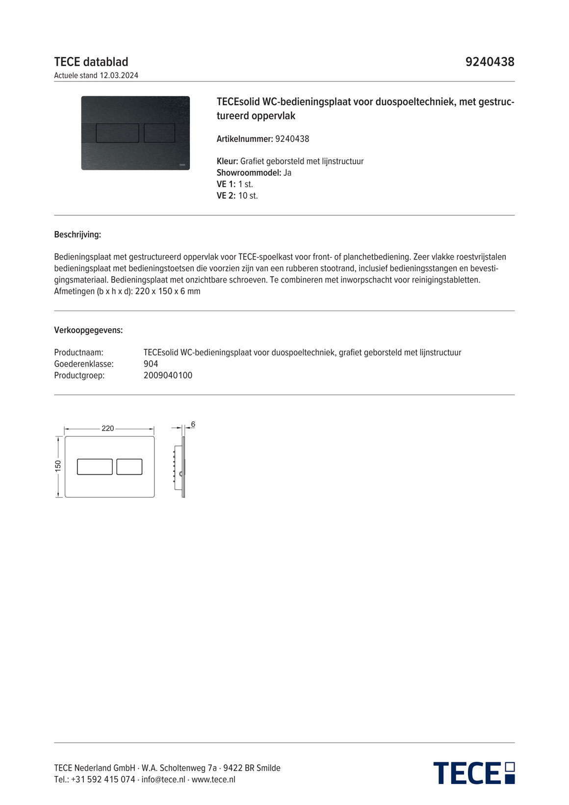 TECE 9240438 - technisch informatieblad