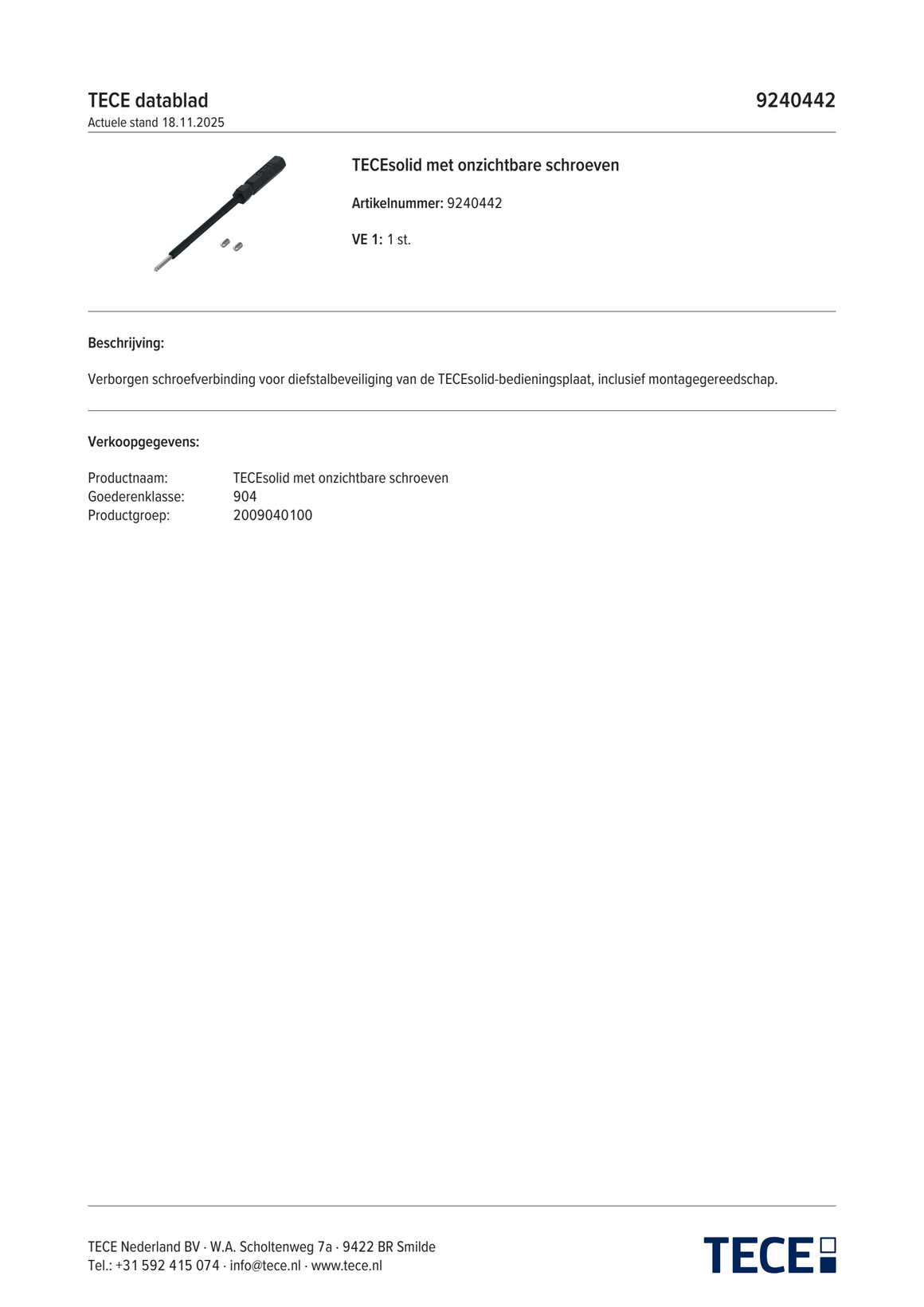 TECE 9240442 - technisch informatieblad