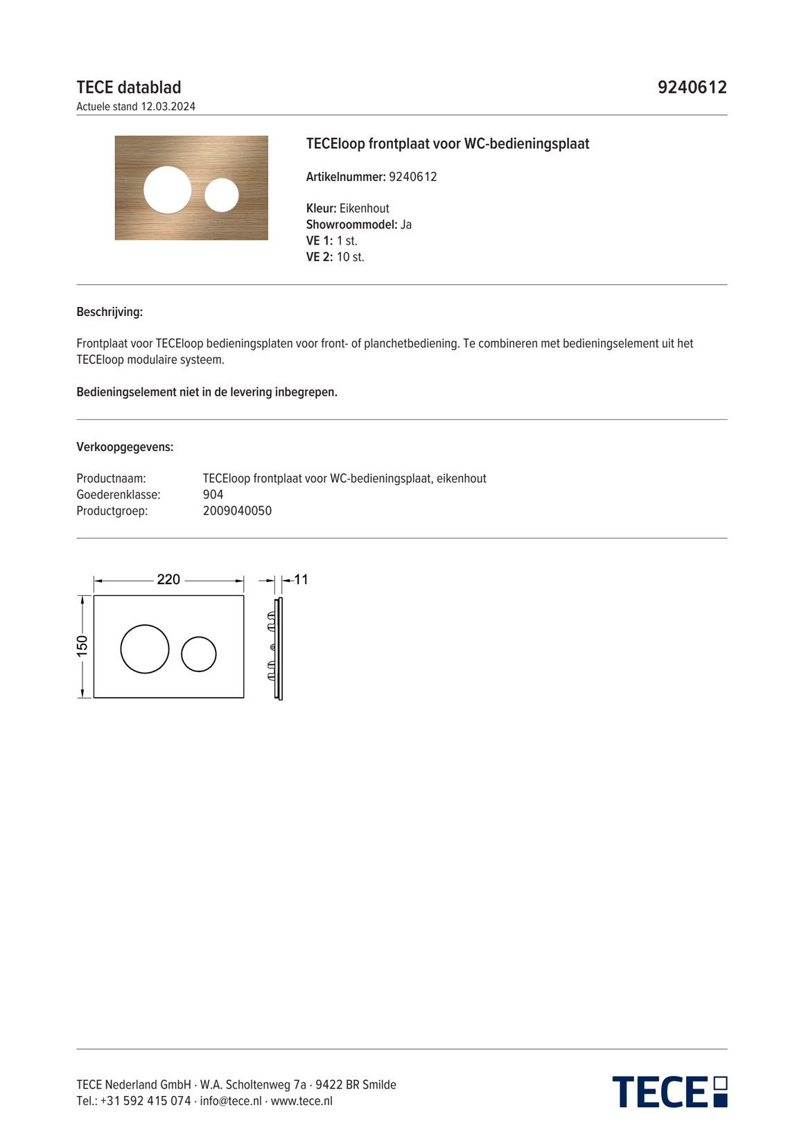 TECE 9240612 - technisch informatieblad
