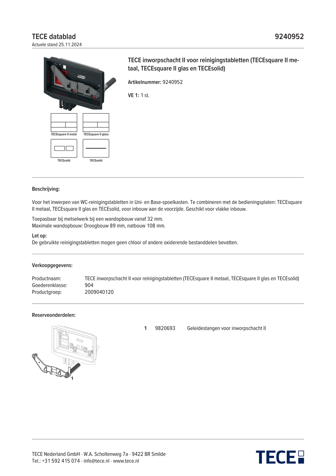 TECE 9240952 - technisch informatieblad