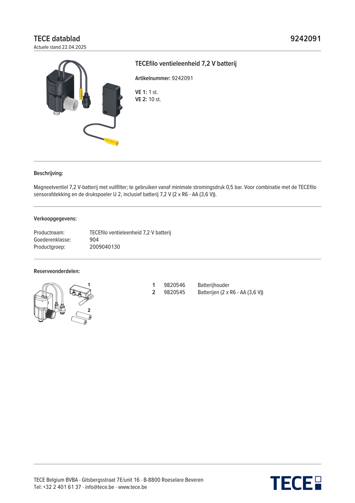 TECE 9242091 - technisch informatieblad