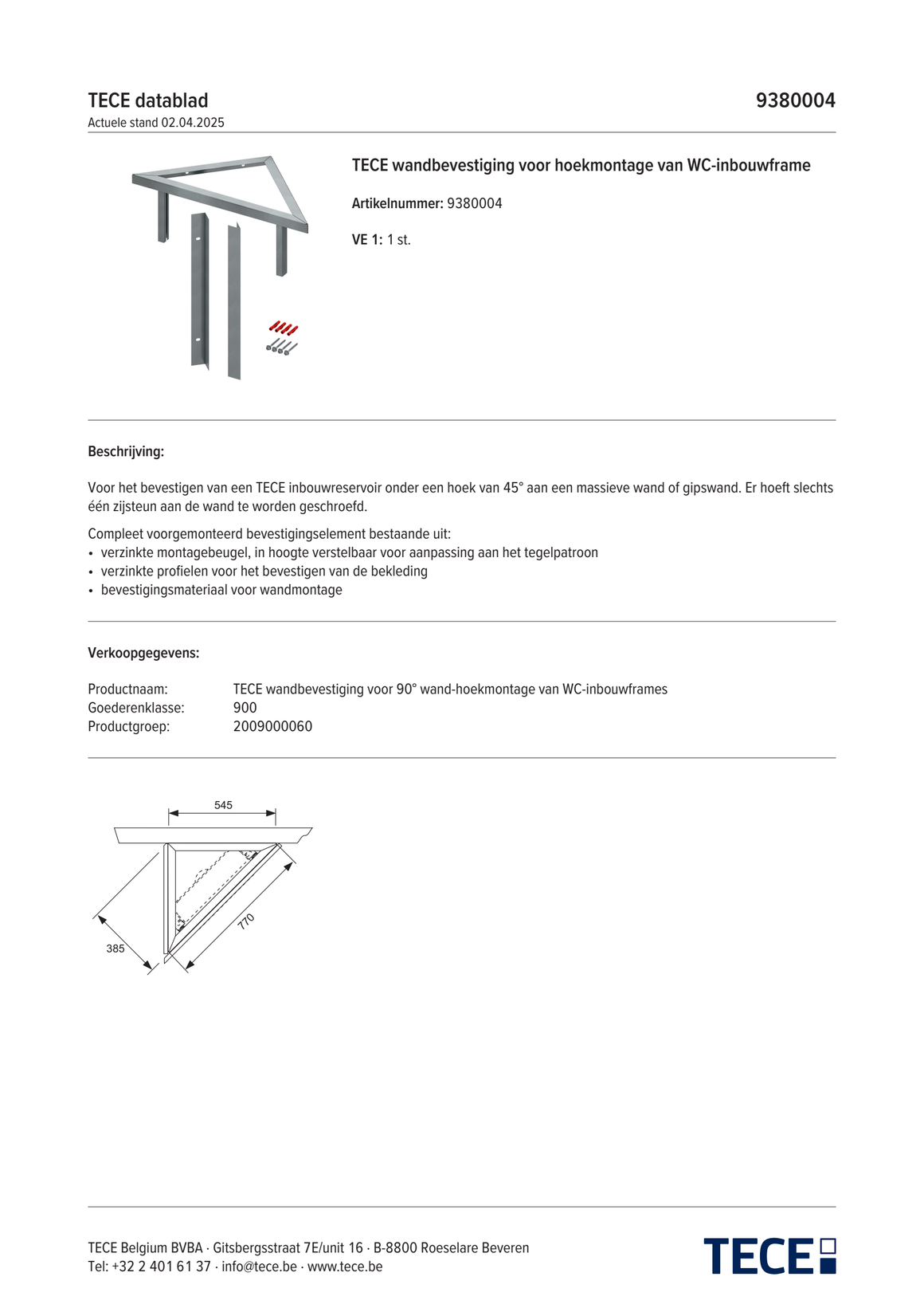 TECE 9380004 - technisch informatieblad