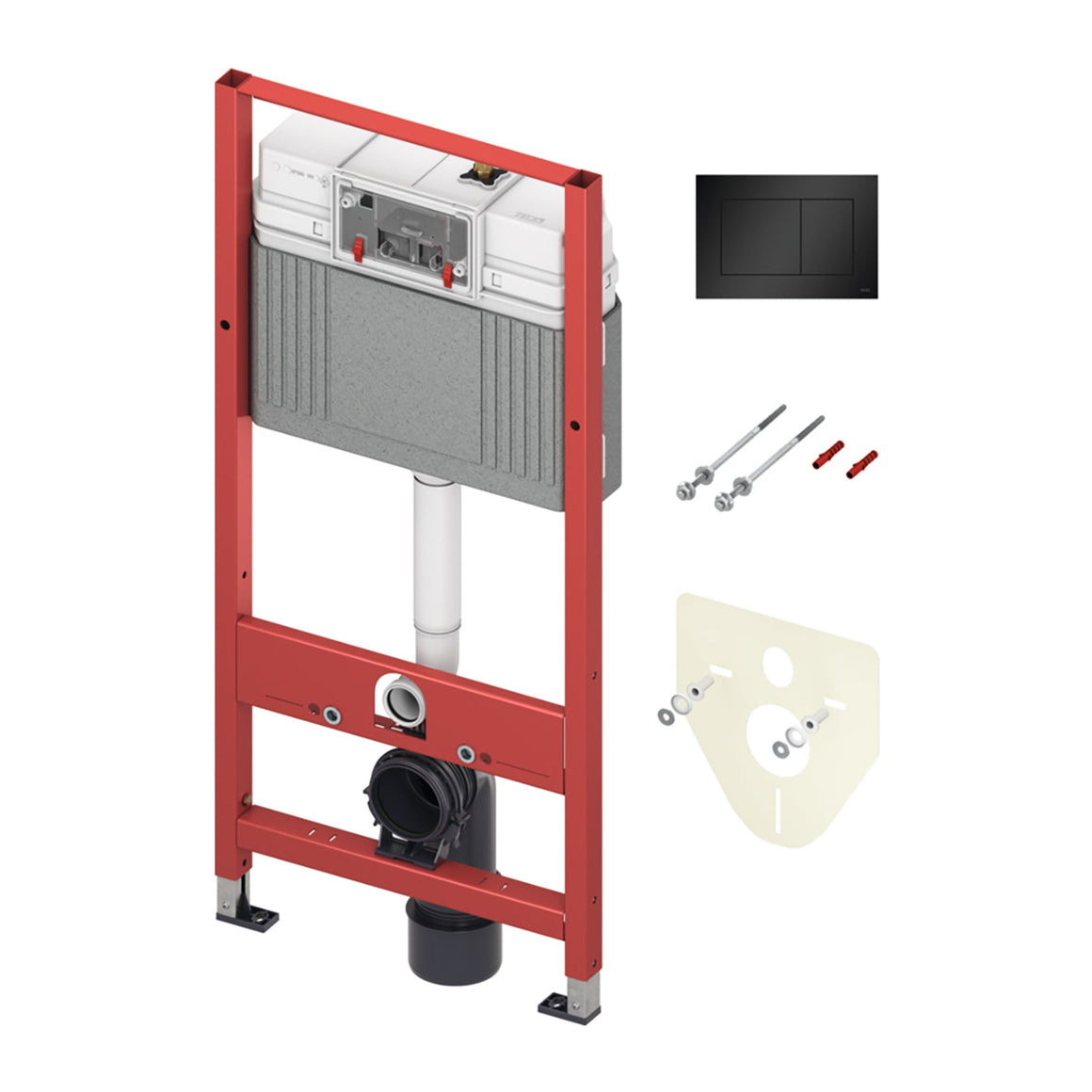 TECE Base Eco WC-inbouwframe met bedieningsplaat MAT ZWART - productfoto