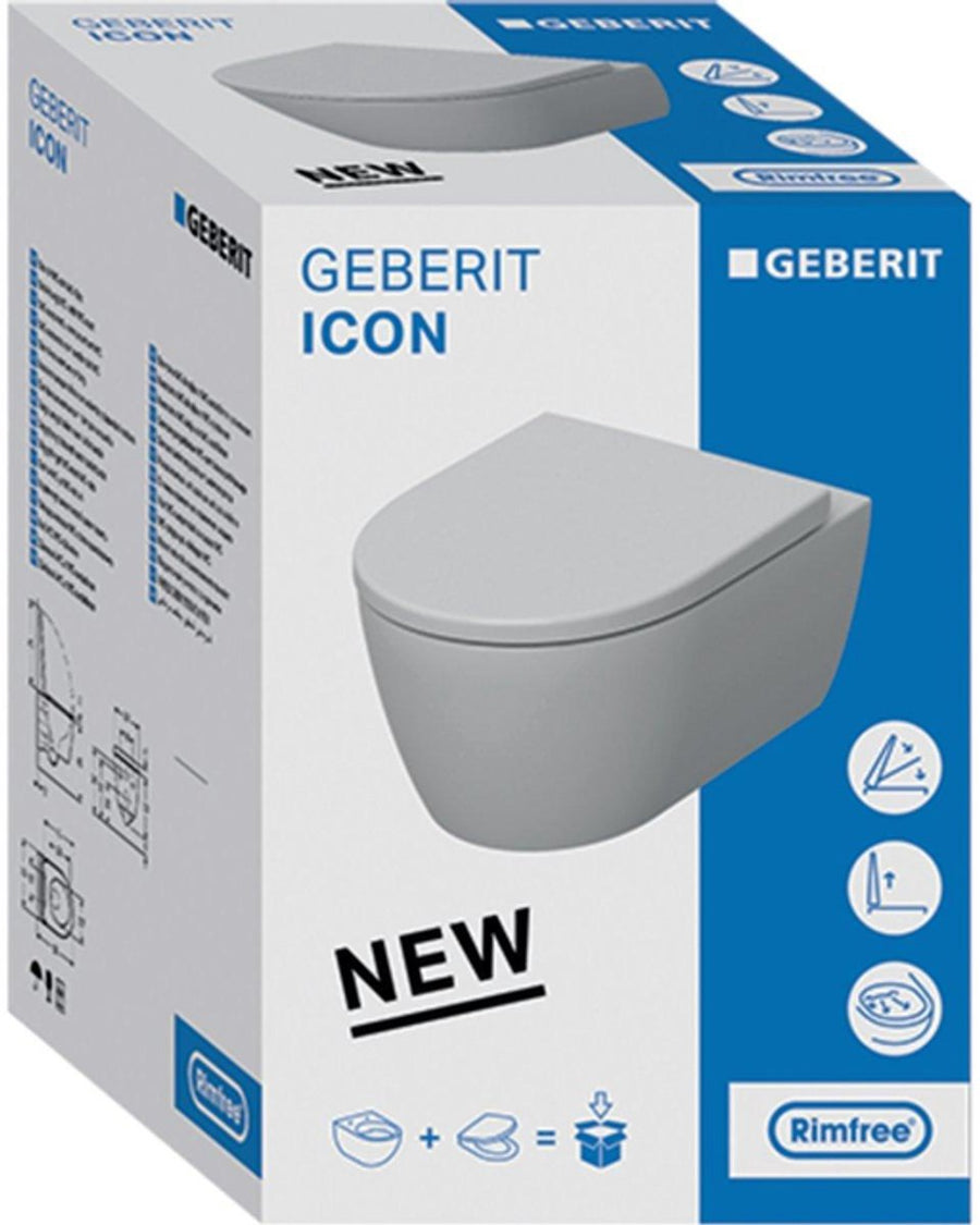 Geberit iCon Wand-WC Tiefspüler Combipack mit TurboFlush und QuickRelease, SoftClose Sitz