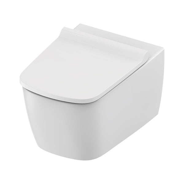 Teceneo Hangtoilet met Bidet - met Bidetkraan - KOUD Water - met SLIM Design Zitting - 54 CM - Glanzend WIT