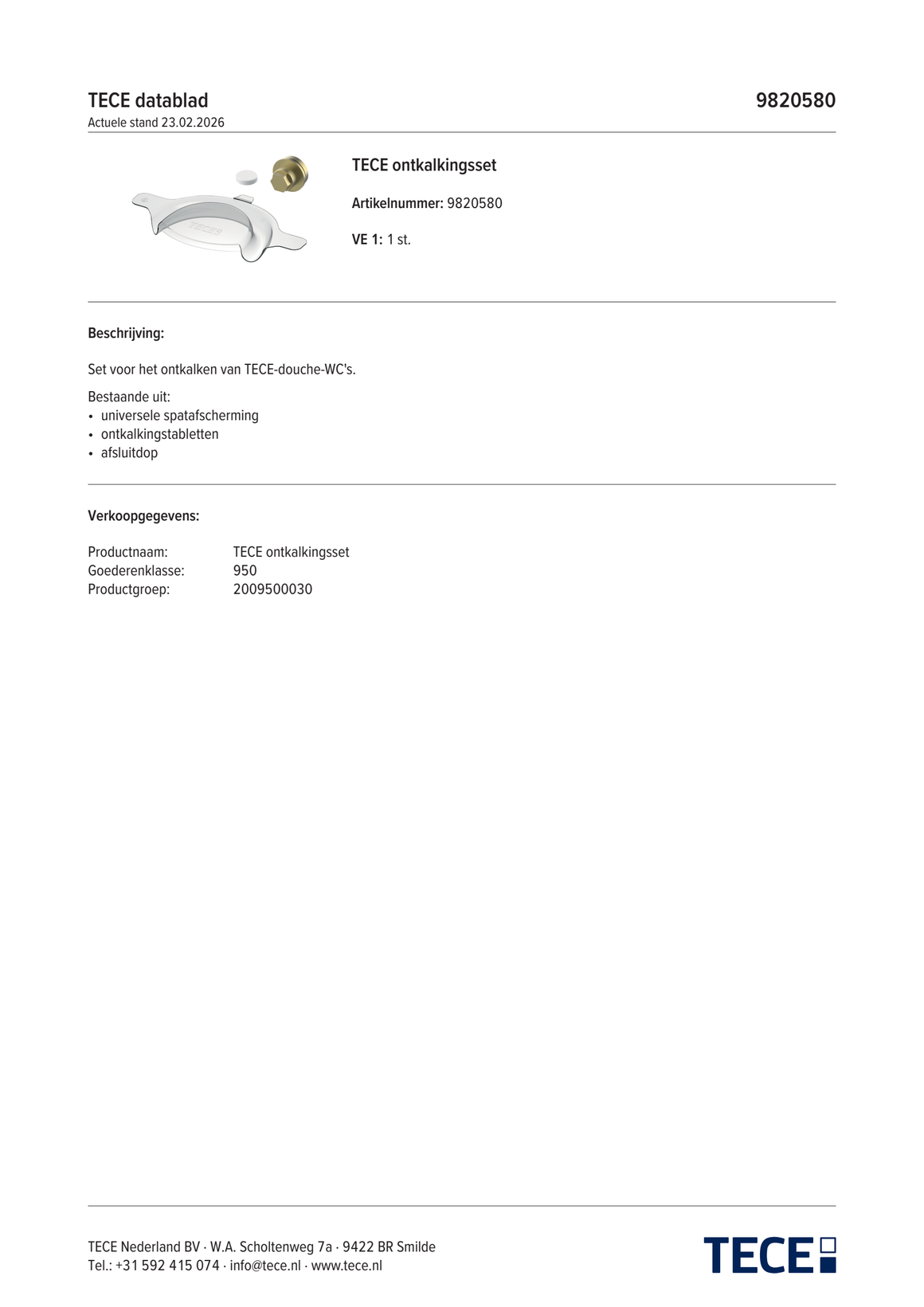 TECE 9820580 - technisch informatieblad