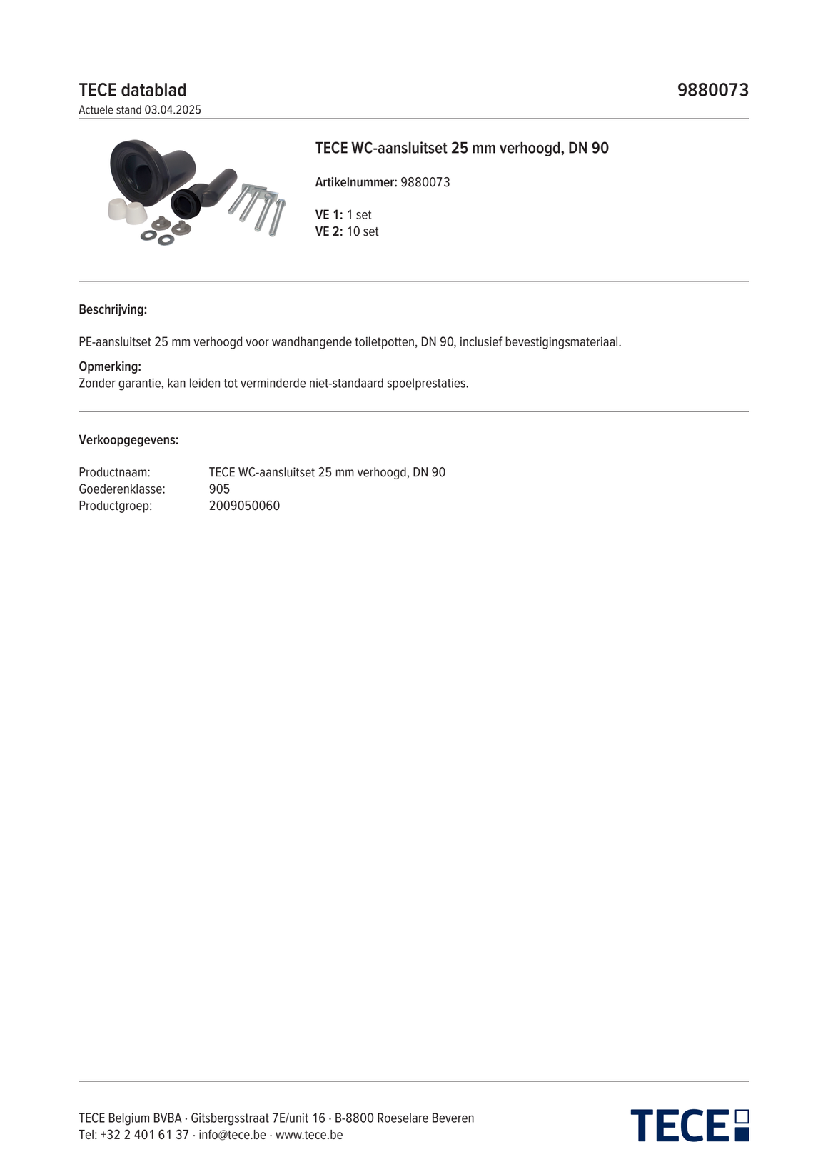 TECE 9880073 - technisch informatieblad