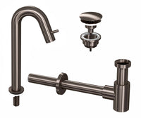 Ink kranen combiset 5B fonteinkraan staand gebogen hoog met sifon en always open plug