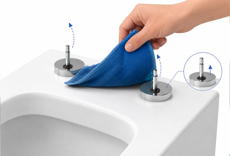 ALONI ECO ELVIA WC-ZITTING - SOFT CLOSE - QUICK RELEASE - DUROPLAST - TOPFIX - RVS SCHARNIEREN - GLANZEND WIT - detailafbeelding