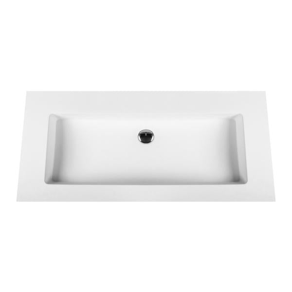 ALONI SOLID SURFACE WASTAFEL ZONDER KRAANGAT (100CM) - WIT