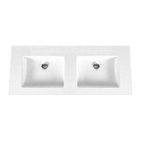 ALONI SOLID SURFACE DUBBELE WASTAFEL ZONDER KRAANGAT (120CM) - WIT