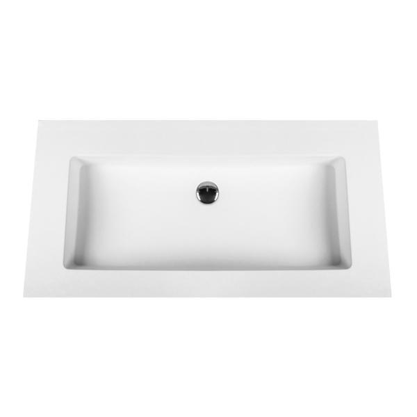 ALONI SOLID SURFACE WASTAFEL ZONDER KRAANGAT (80CM) - WIT