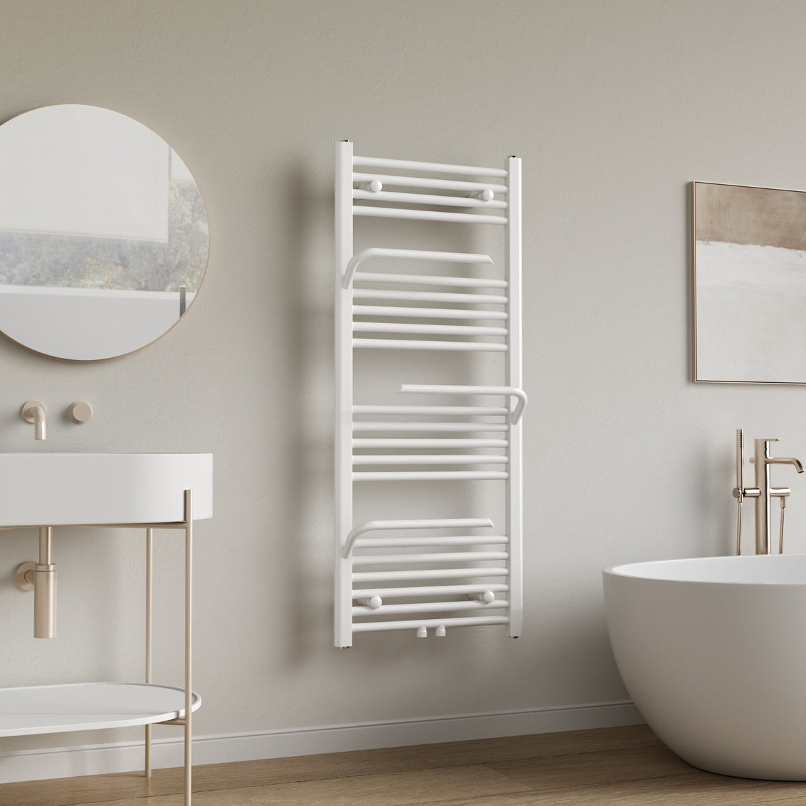 Belrad Handdoekradiator - met Handdoekhouder - Links-Rechts/Middenaansluiting - 1699 WATT - 1200X500CM