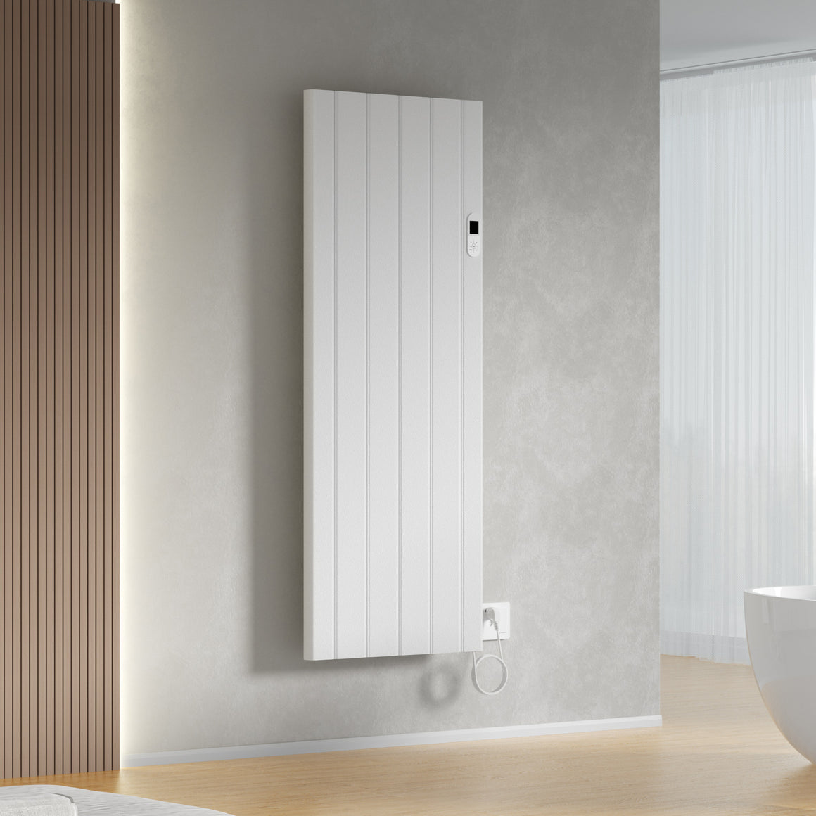 BELRAD BLRE elektrische radiator mat wit in interieur #kleur_mat-wit