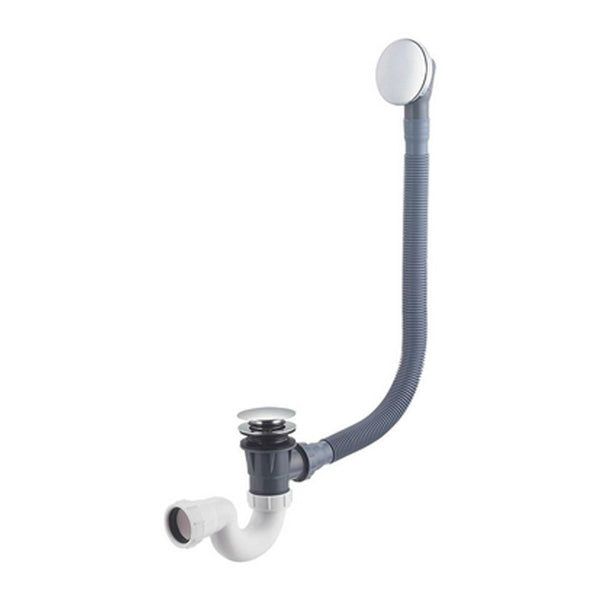 Combinaison de vidange de baignoire et trop-plein avec siphon à clic chrome