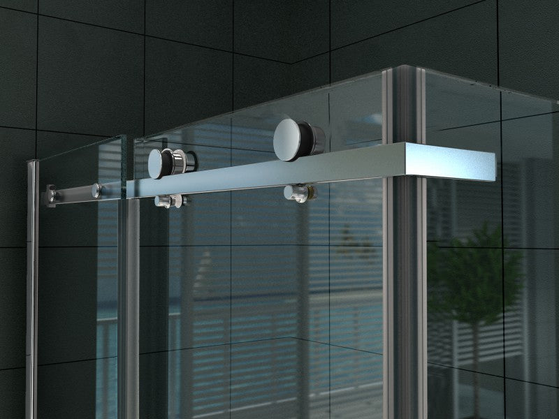ALONI Douchecabine met Schuifdeur en Zijwand - met ANTI-kalk Behandeling - Omkeerbaar - 8MM Veiligheidsglas - 80X120X195 Cm - Chroom - helder glas