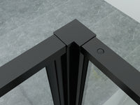 ALONI DOUCHECABINE MET DRAAIDEUR, VAST WANDJE EN ZIJWAND - MET ANTI-KALK BEHANDELING - OMKEERBAAR - 8MM VEILIGHEIDSGLAS - 80X120X200 CM - MAT ZWART - HELDER GLAS MET ZWART RASTER