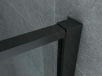 ALONI DOUCHECABINE MET DRAAIDEUR, VAST WANDJE EN ZIJWAND - MET ANTI-KALK BEHANDELING - OMKEERBAAR - 8MM VEILIGHEIDSGLAS - 90X120X200 CM - MAT ZWART- HELDER GLAS MET ZWART RASTER