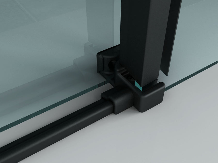 ALONI Douchecabine met Schuifdeur en Zijwand - met ANTI-kalk Behandeling - Omkeerbaar - 8MM Veiligheidsglas - 90X140X195 Cm - Mat Zwart - helder glas