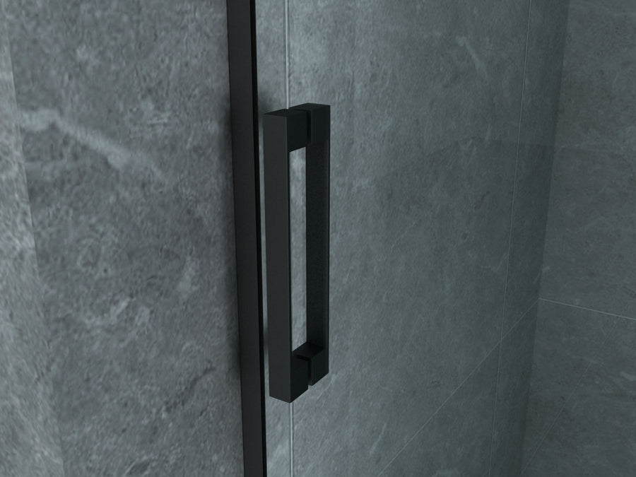 ALONI Douchecabine met Schuifdeur en Zijwand - met ANTI-kalk Behandeling - Omkeerbaar - 8MM Veiligheidsglas - 90X120X195 Cm - Mat Zwart - helder glas