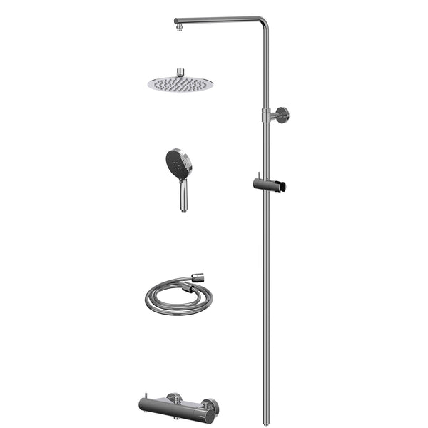 Regenduschset Thermostatisch Aufputz-Set R20cmSL und 3-Strahlarten-Handbrause