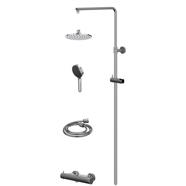 Regenduschset thermisch Aufputz-Set R20cmME und 3-Funktionen-Handbrause