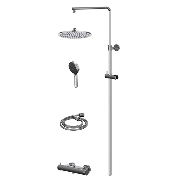 Regendusche-Set, thermostatisch, Aufputz, R25cmME und 3-Strahlarten Handbrause