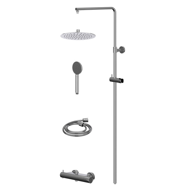 Regendusch-Set thermostatisch Aufputz-Set R25cmSL und Satin-Spray Handbrause