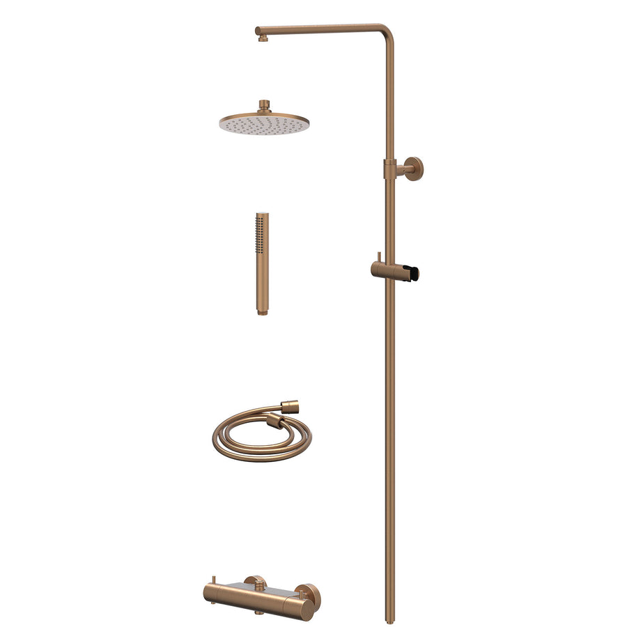 IVY Regendoucheset thermostatisch opbouw set R20cmME en staafmodel – Gebr. mat koper PVD