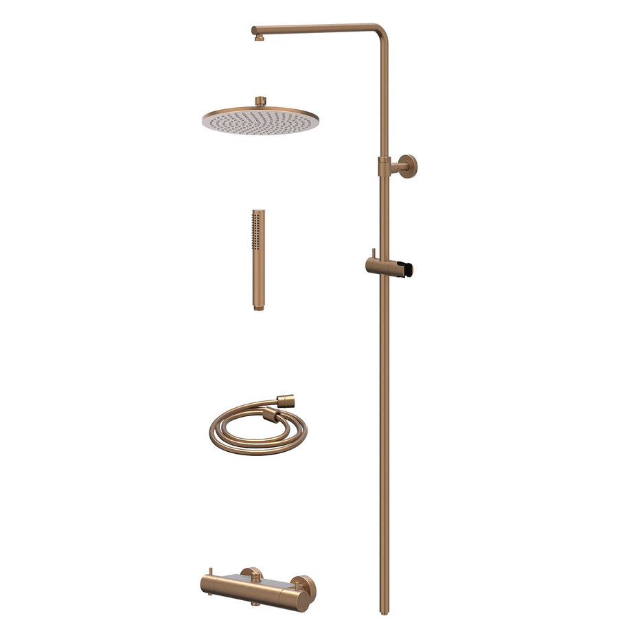 IVY Regendoucheset thermostatisch opbouw set R25cmME en staafmodel – Gebr. mat koper PVD