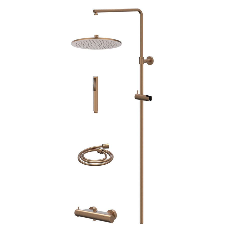 IVY Regendoucheset thermostatisch opbouw set R30cmME en staafmodel – Gebr. mat koper PVD