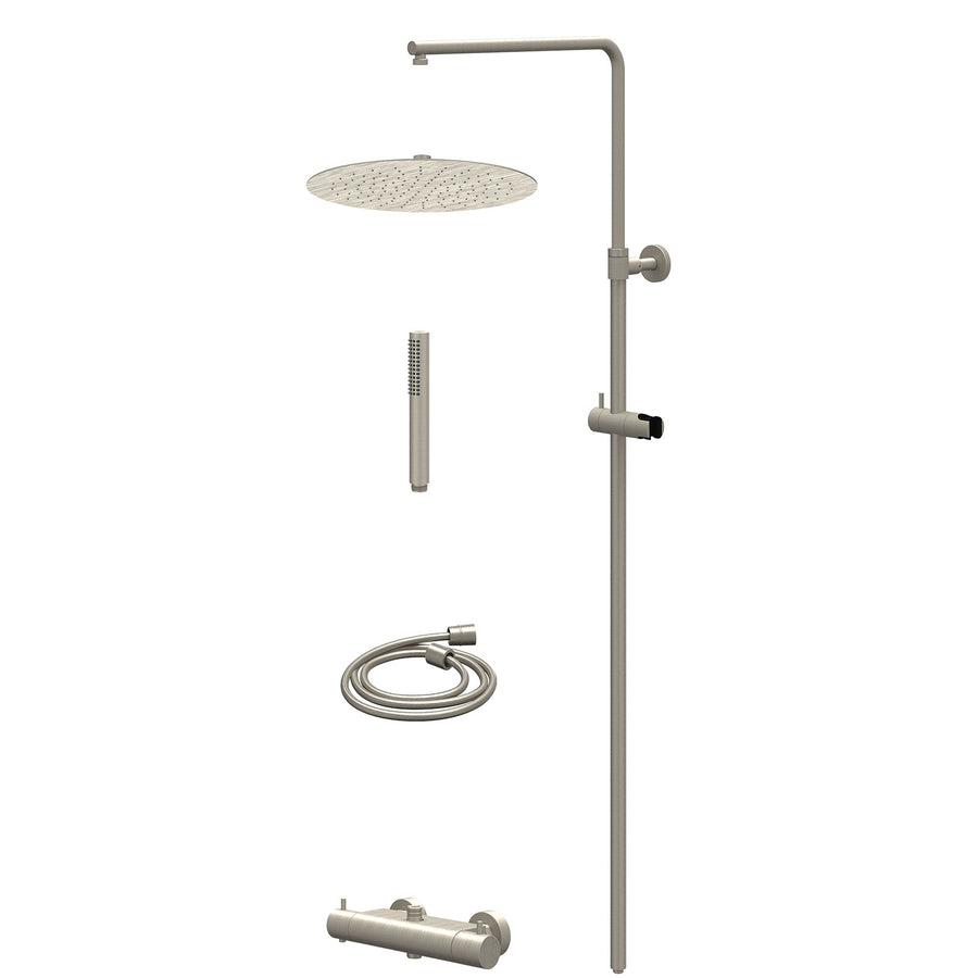 IVY Regendoucheset thermostatisch opbouw set R30cmSL en staafmodel – Gebr. nickel PVD