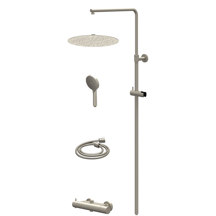 IVY Regendoucheset thermostatisch opbouw set R30cmSL en 3-standen handdouche – Gebr. nickel PVD