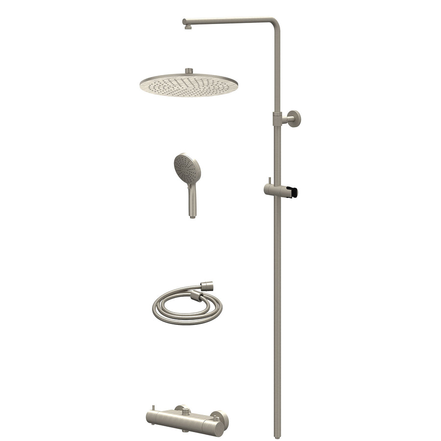 IVY Regendoucheset thermostatisch opbouw set R30cmME en 3-standen handdouche – Gebr. nickel PVD