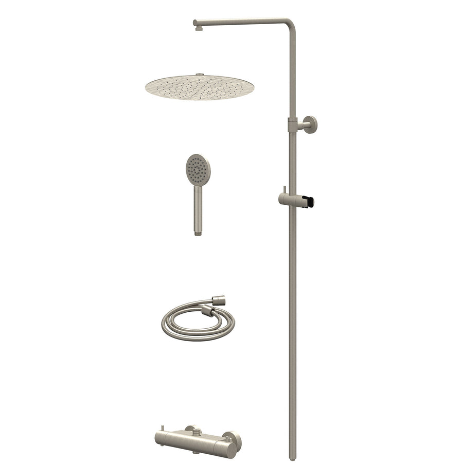 IVY Regendoucheset thermostatisch opbouw set R30cmSL en satin spray handdouche – Gebr. nickel PVD