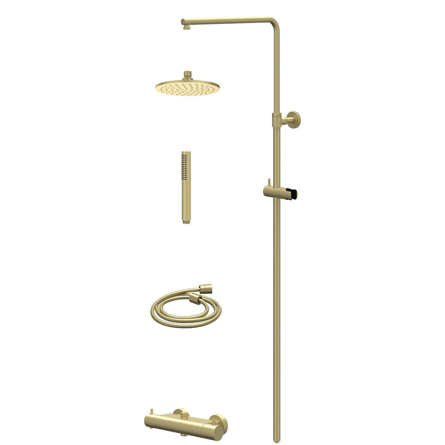IVY Regendoucheset thermostatisch opbouw set R20cmME en staafmodel – Gebr. mat goud PVD