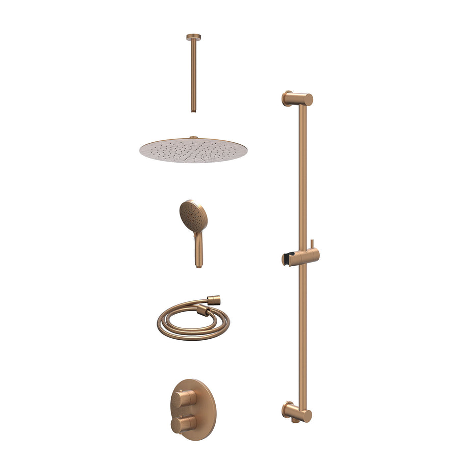 IVY Excl. inbouwbox regendoucheset inbouwthermostaatkraan met 2-weg stop-omstel, plafondbuis 30cm, R30cmSL, glijstang met uitlaat, doucheslang 150cm en 3-standen handdouche – Gebr.