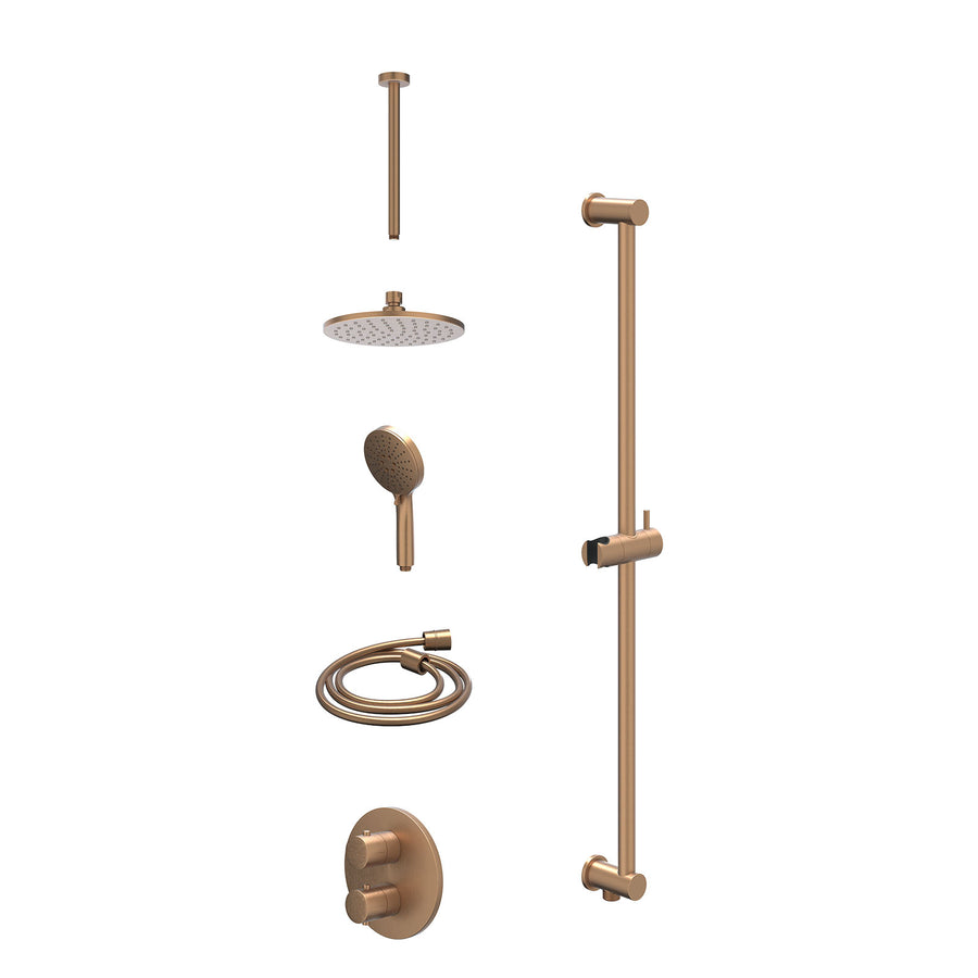 IVY Excl. inbouwbox regendoucheset inbouwthermostaatkraan met 2-weg stop-omstel, plafondbuis 30cm, R20cmME, glijstang met uitlaat, doucheslang 150cm en 3-standen handdouche – Gebr.