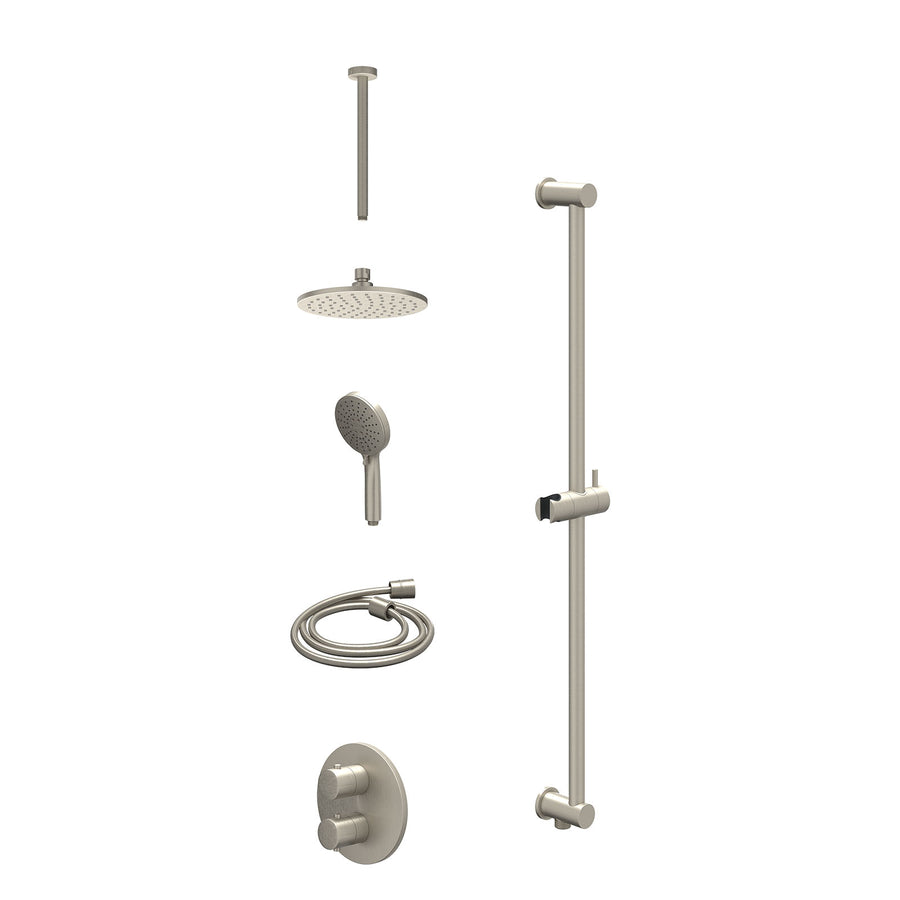 IVY Excl. inbouwbox regendoucheset inbouwthermostaatkraan met 2-weg stop-omstel, plafondbuis 30cm, R20cmME, glijstang met uitlaat, doucheslang 150cm en 3-standen handdouche – Gebr.