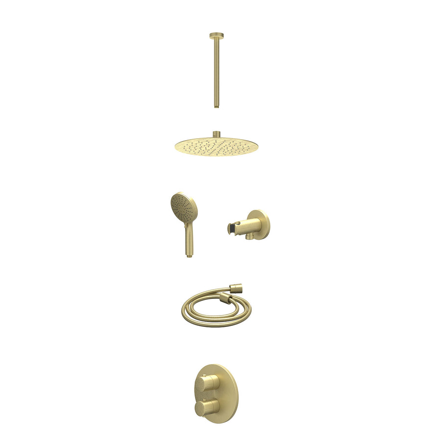 IVY Excl. inbouwbox regendoucheset inbouwthermostaatkraan met 2-weg stop-omstel, plafondbuis 30cm, R25cmSL, houder met uitlaat, doucheslang 150cm en 3-standen handdouche – Gebr. ma